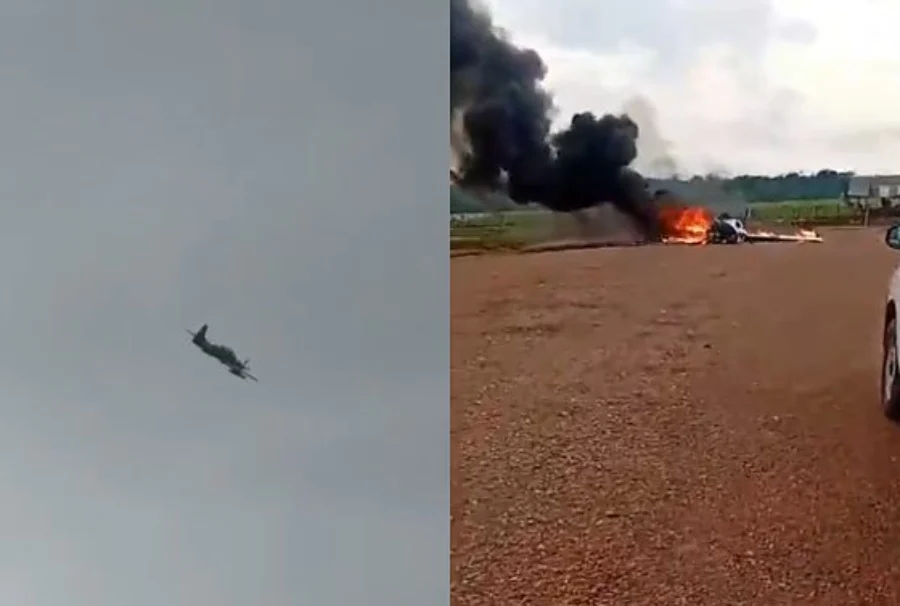 Avião cai e pega fogo em cidade de MT